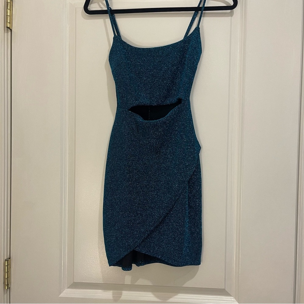 SIZE S | Lulus Blue Sparkly Body-con Dress